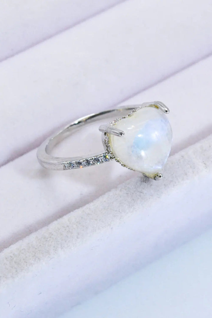 LOVCIA Heart-Shaped Natural Moonstone Ring