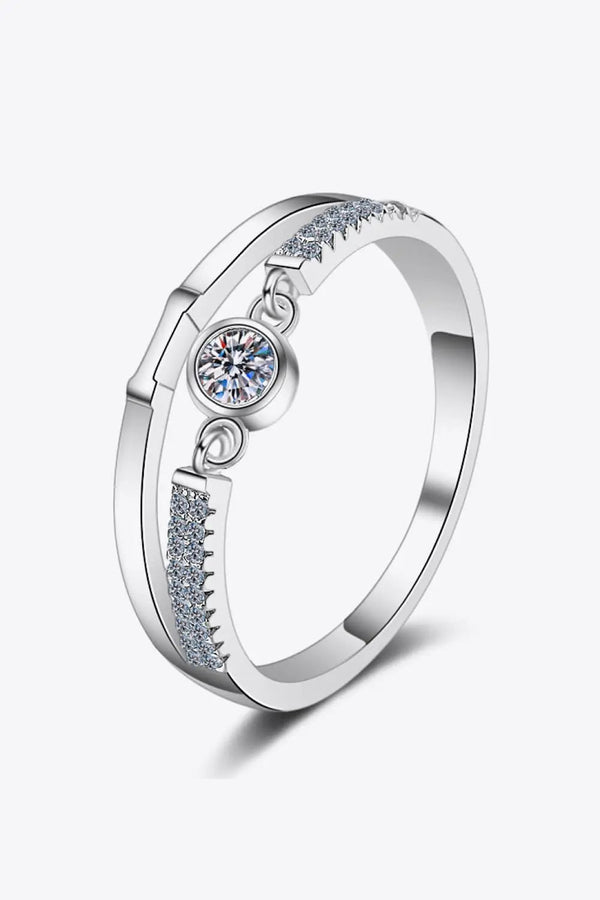 Moissanite Cutout Rhodium-Plated Ring LOVCIA