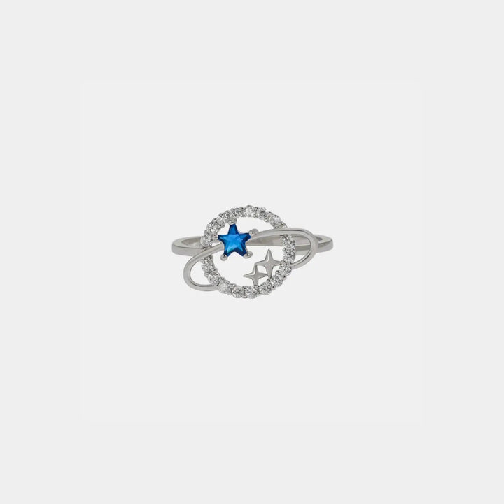 Planet Shape Inlaid Zircon 925 Sterling Silver Ring LOVCIA