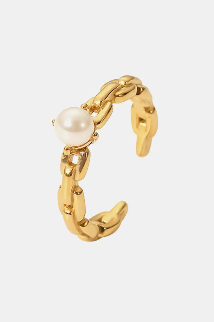 LOVCIA Pearl Stainless Steel Open Ring