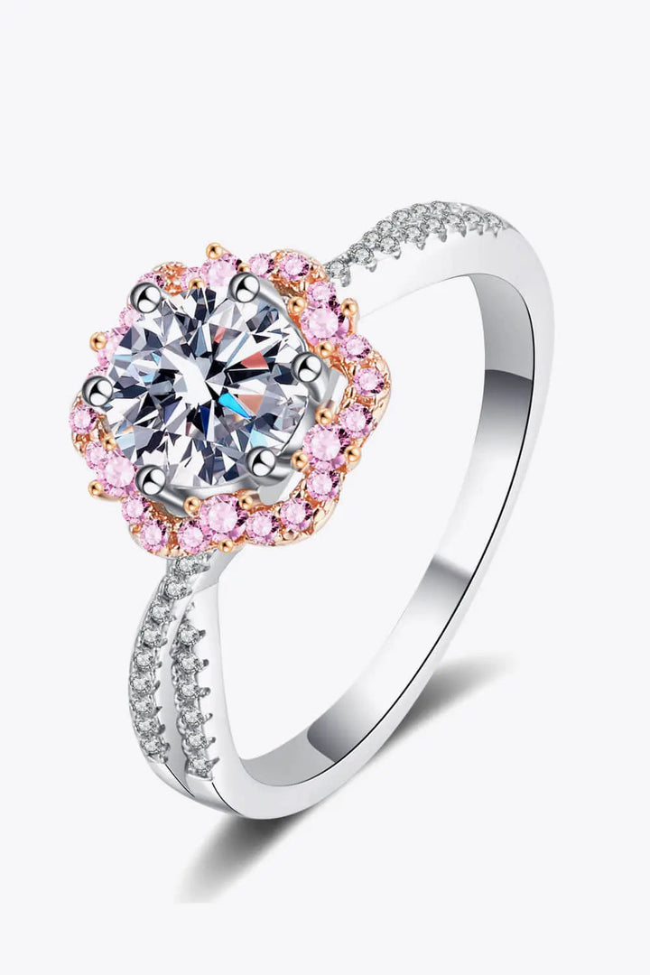 1 Carat Moissanite Flower-Shaped Crisscross Ring LOVCIA