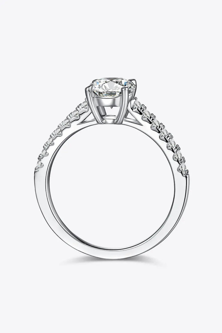 1 Carat Moissanite 925 Sterling Silver Side Stone Ring LOVCIA