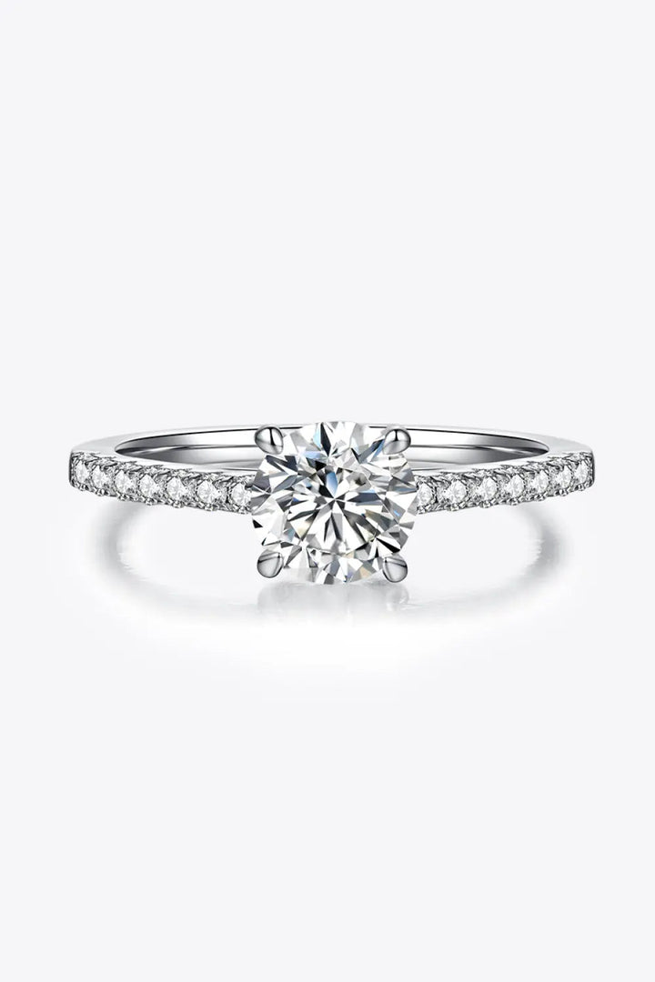 1 Carat Moissanite 925 Sterling Silver Side Stone Ring LOVCIA