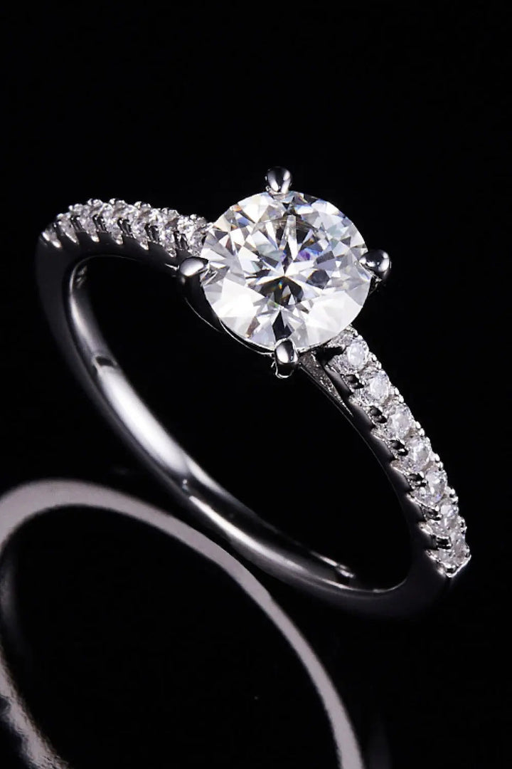 1 Carat Moissanite 925 Sterling Silver Side Stone Ring LOVCIA