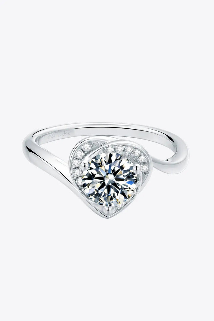 1 Carat Moissanite 925 Sterling Silver Heart Ring LOVCIA