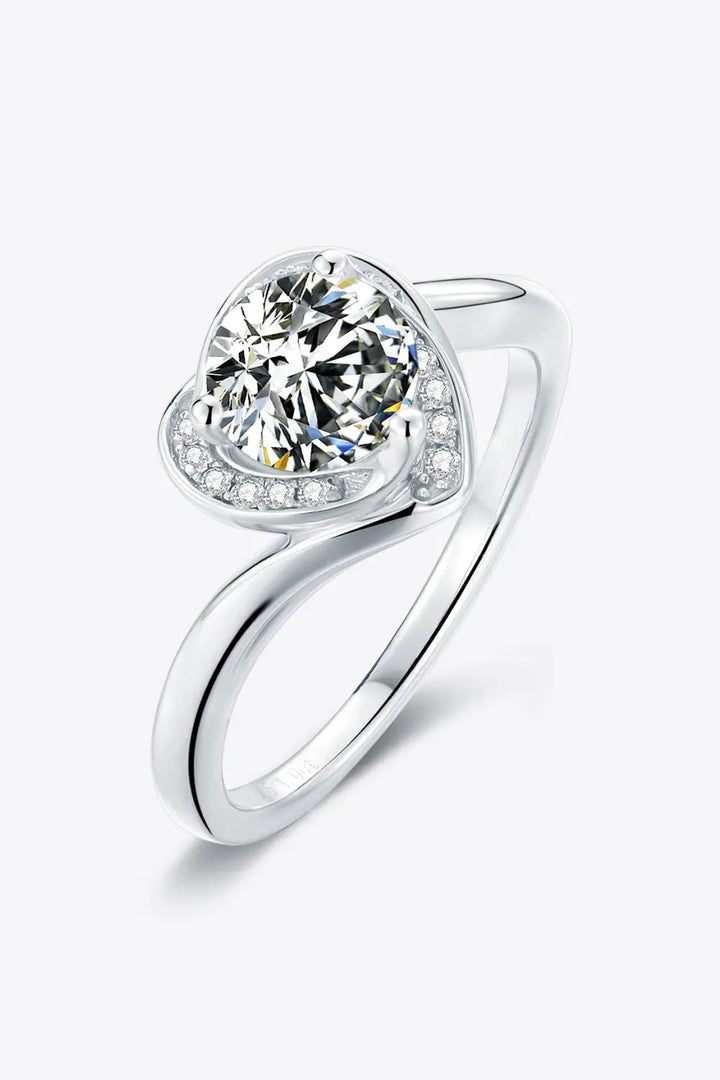 1 Carat Moissanite 925 Sterling Silver Heart Ring LOVCIA