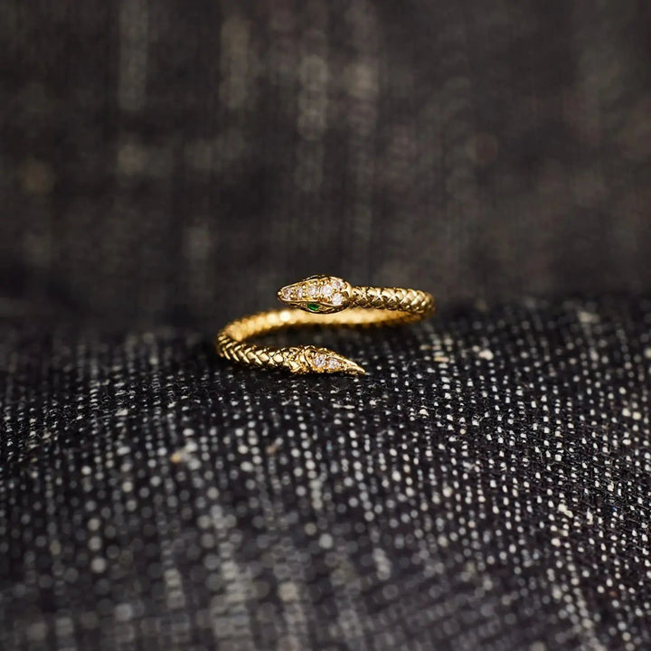 Snake Shape 18K Gold-Plated Bypass Ring LOVCIA