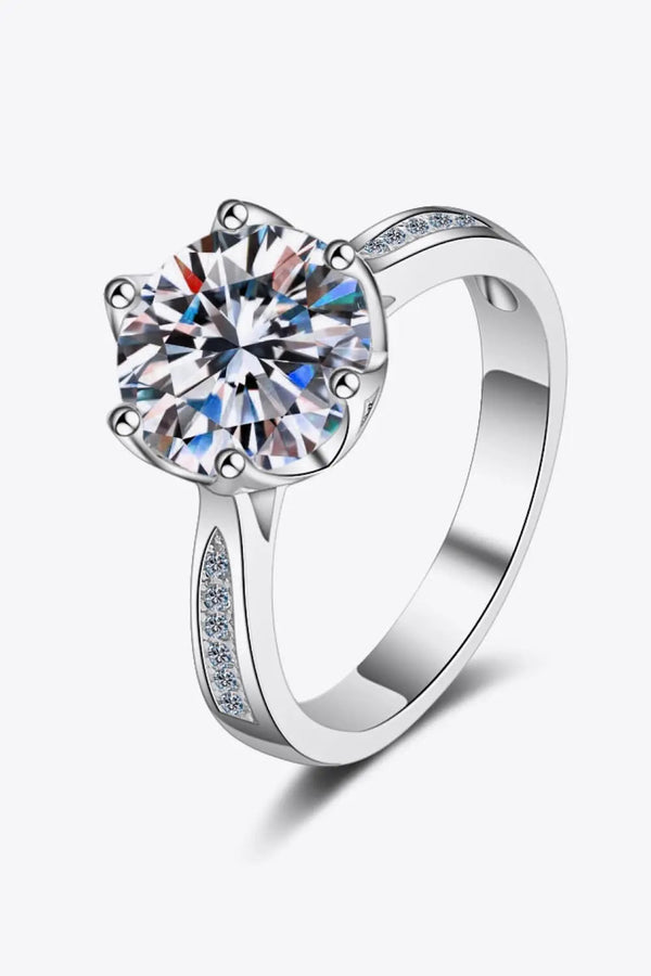 3 Carat Moissanite Rhodium-Plated Side Stone Ring LOVCIA