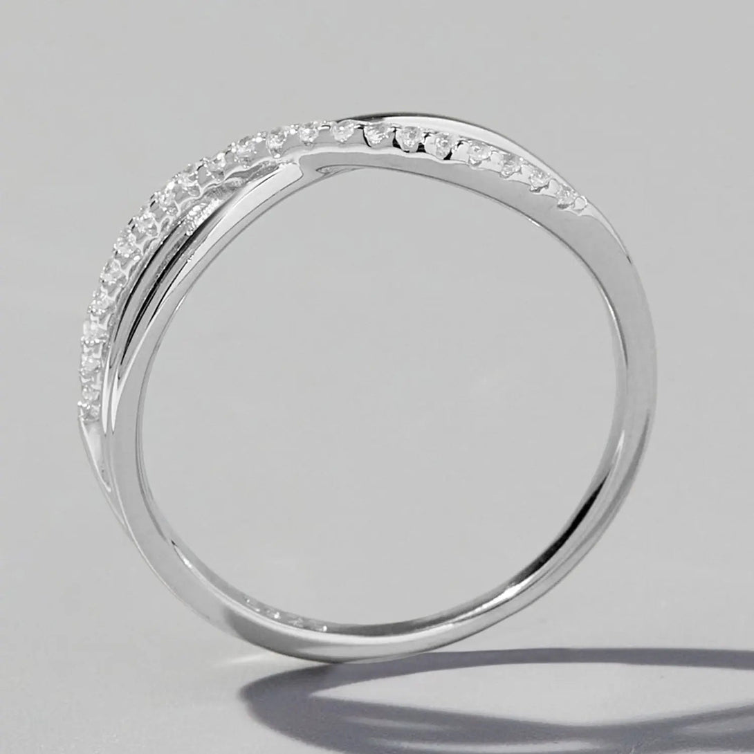 LOVCIA Crisscross Inlaid Zircon 925 Sterling Silver Ring