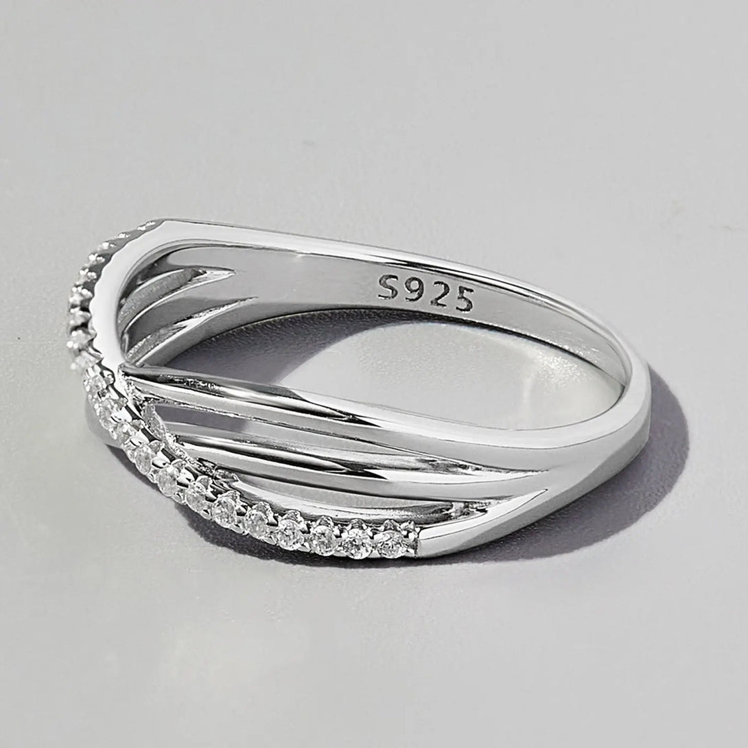 LOVCIA Crisscross Inlaid Zircon 925 Sterling Silver Ring