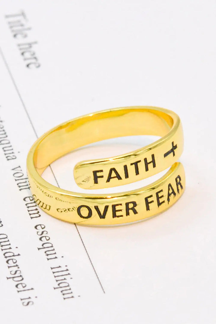 925 Sterling Silver FAITH OVER FEAR Bypass Ring LOVCIA