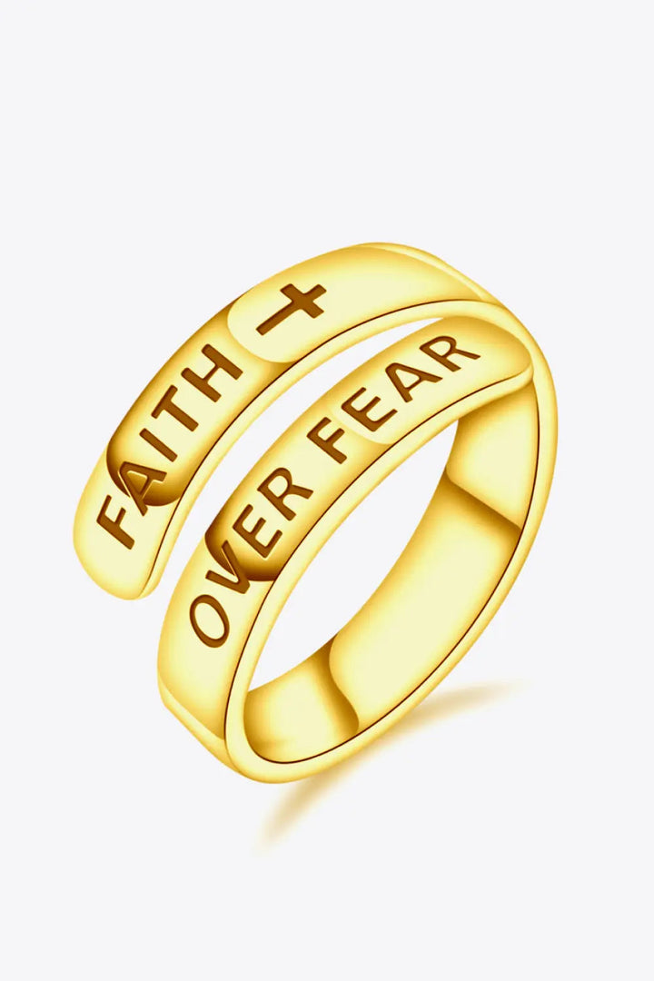 925 Sterling Silver FAITH OVER FEAR Bypass Ring LOVCIA