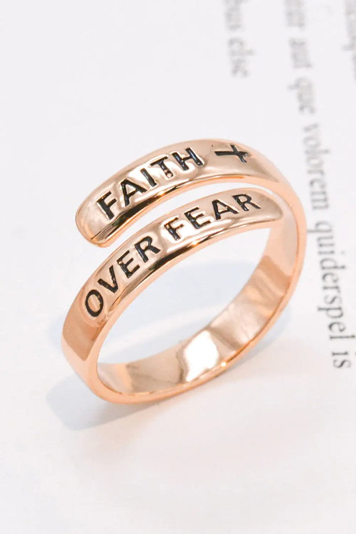 925 Sterling Silver FAITH OVER FEAR Bypass Ring LOVCIA