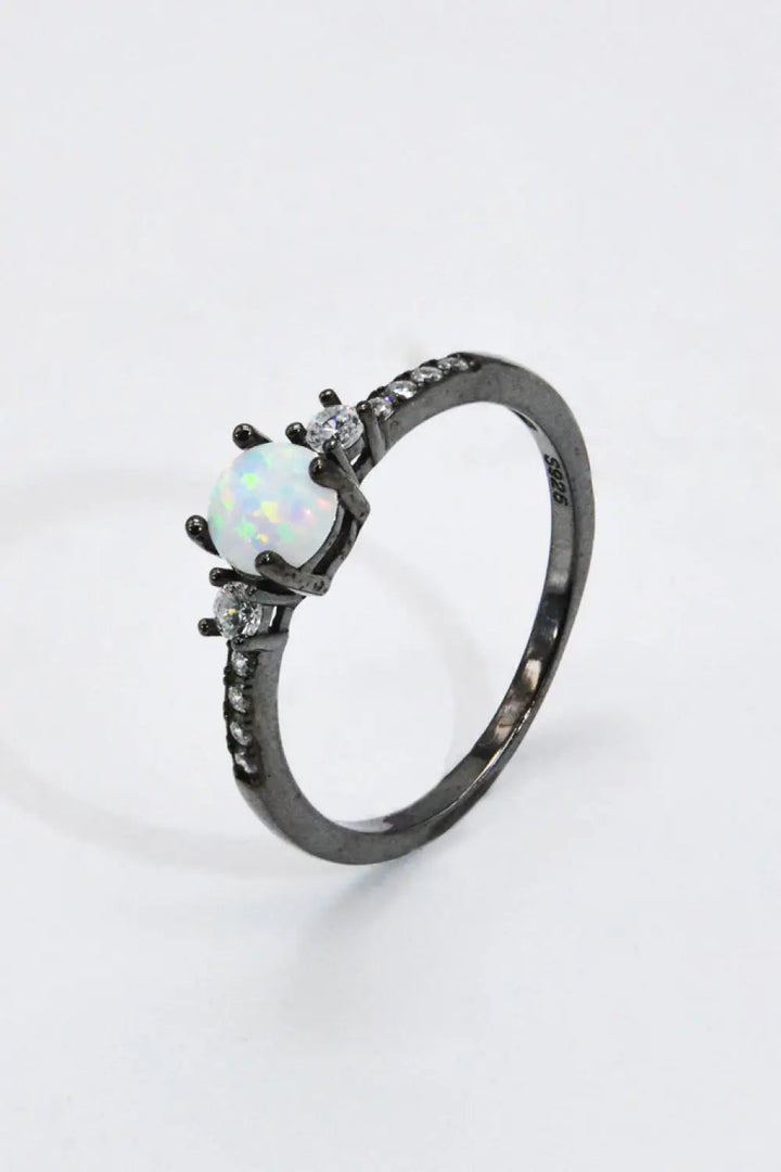 925 Sterling Silver Round Opal Ring LOVCIA