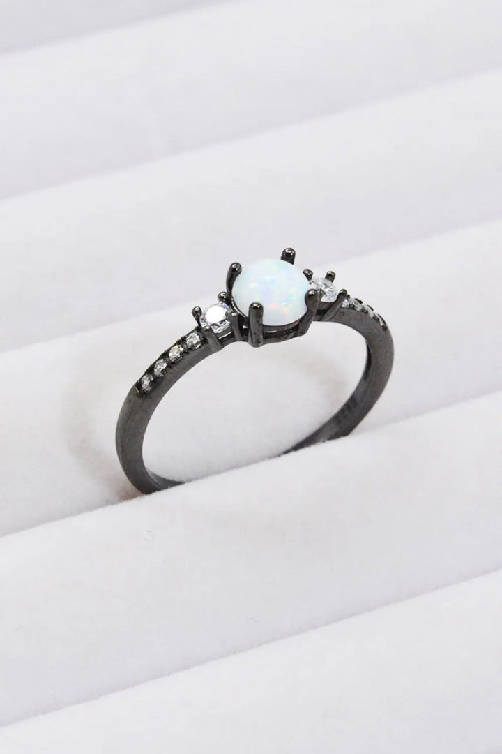 925 Sterling Silver Round Opal Ring LOVCIA