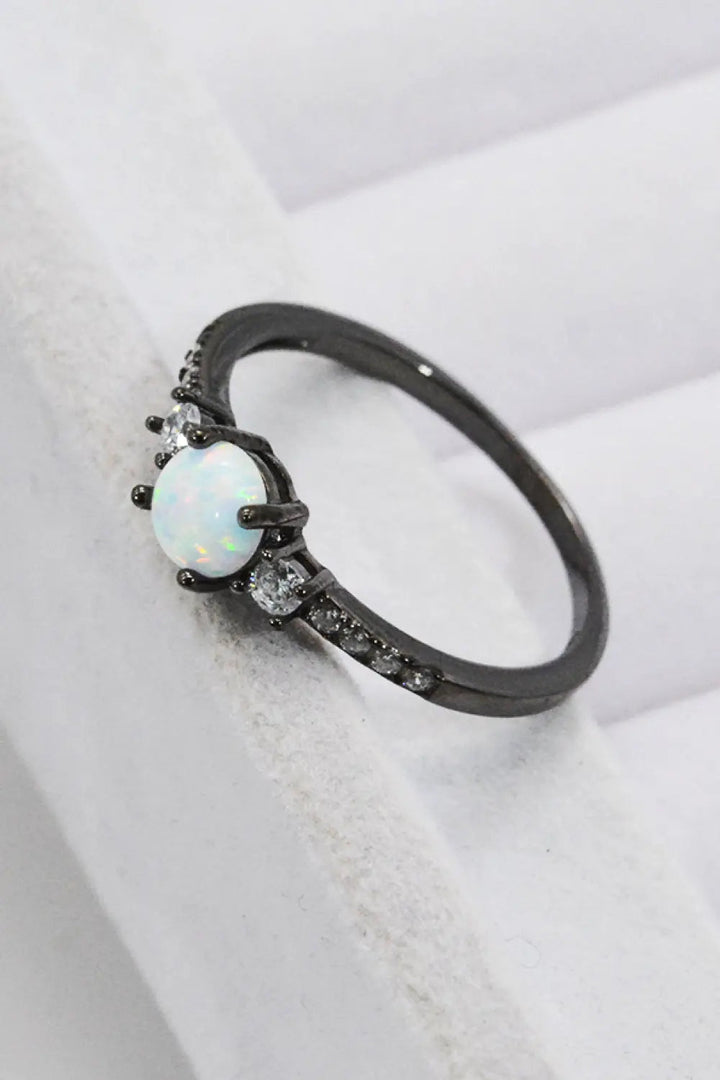 925 Sterling Silver Round Opal Ring LOVCIA