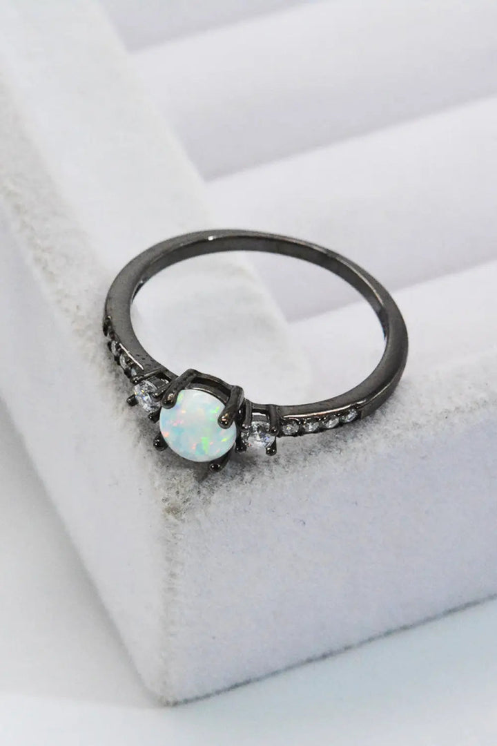 925 Sterling Silver Round Opal Ring LOVCIA