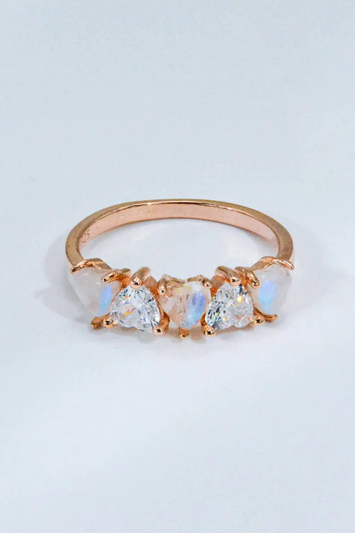 Moonstone and Zircon Heart Ring LOVCIA