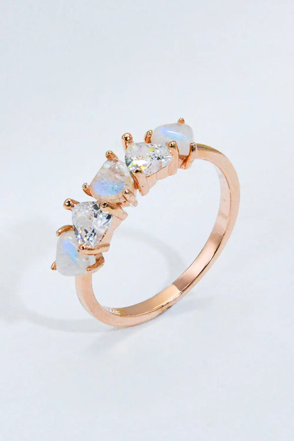 Moonstone and Zircon Heart Ring LOVCIA