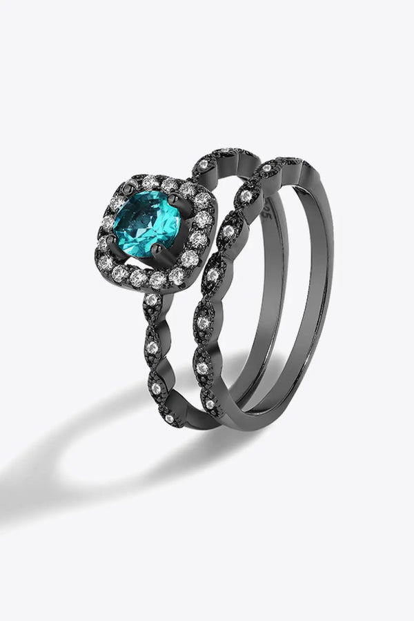 2-Piece Paraiba Blue Zircon Ring Set LOVCIA