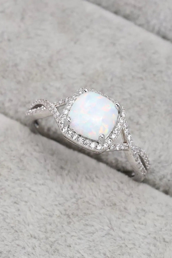 LOVCIA Opal Contrast Crisscross Ring