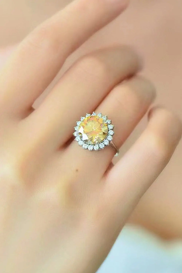 925 Sterling Silver 2 Carat Moissanite Sunflower Ring LOVCIA