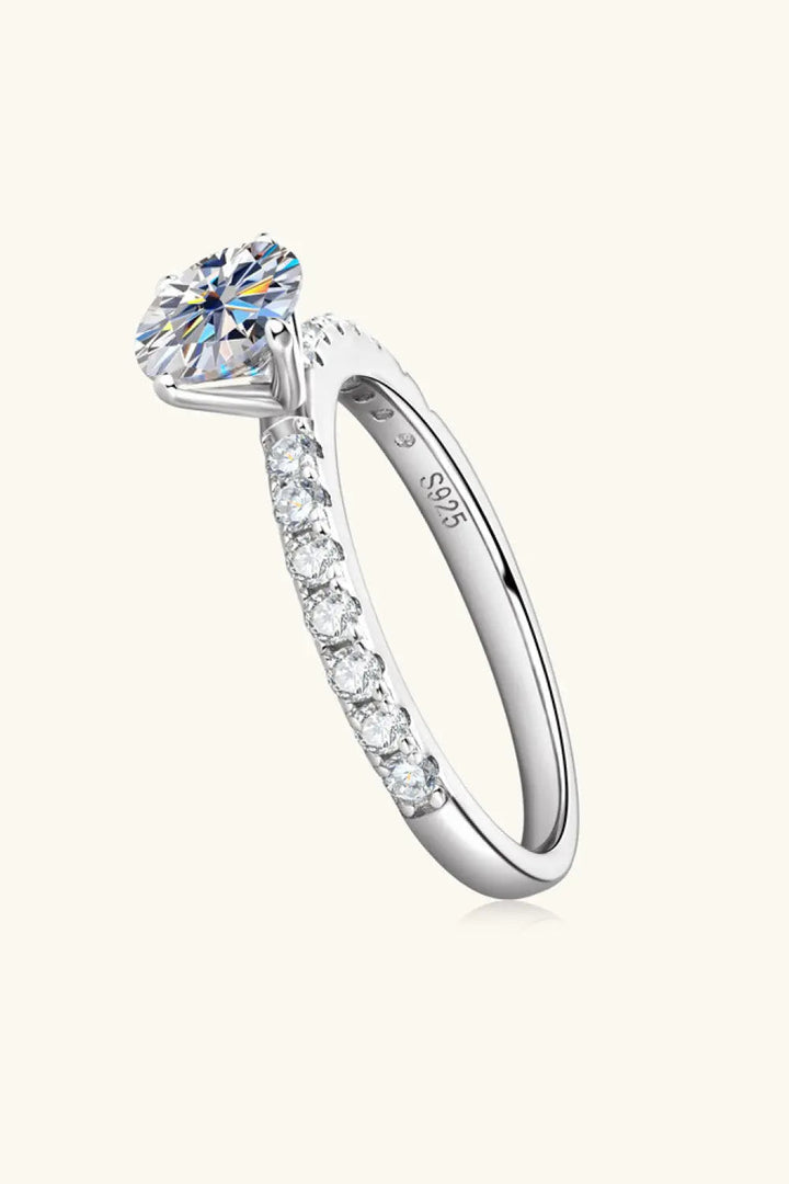 Moissanite Platinum-Plated Side Stone Ring LOVCIA