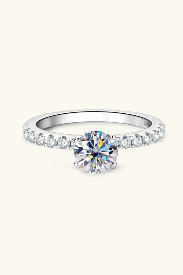 Moissanite Platinum-Plated Side Stone Ring LOVCIA