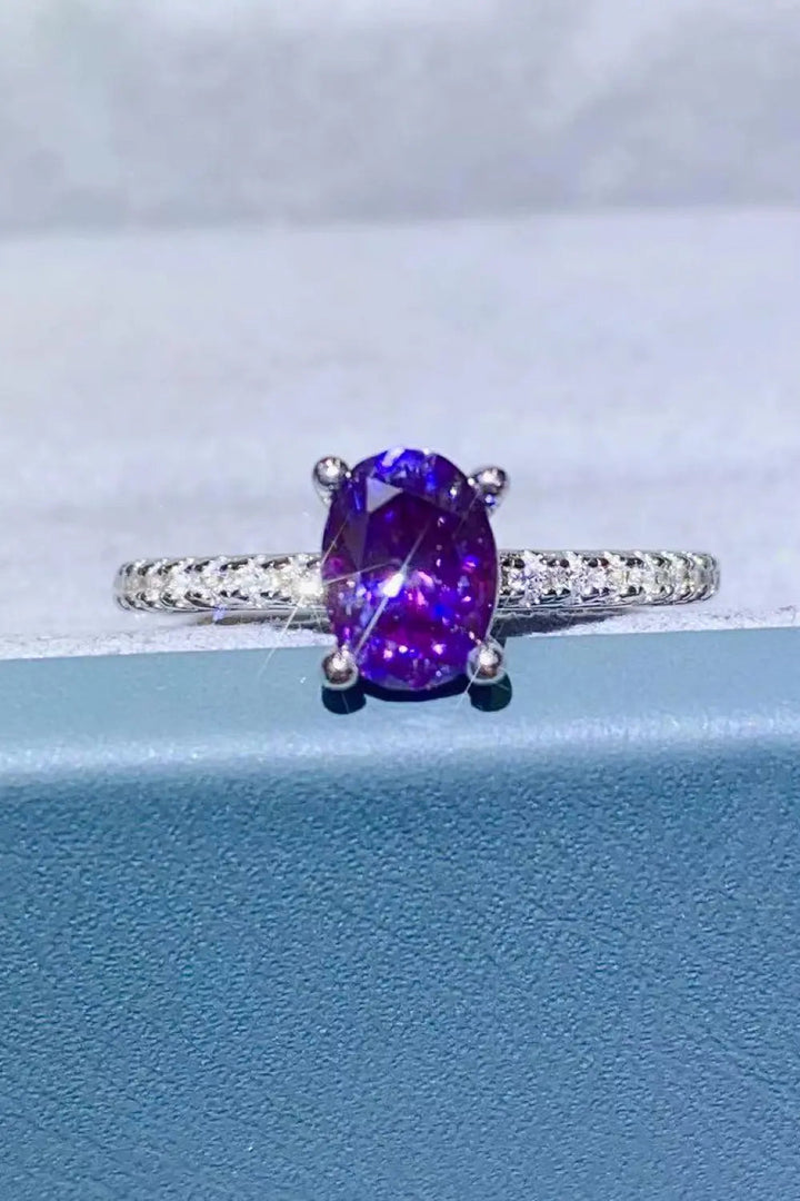 1 Carat Purple Moissanite 4-Prong Ring LOVCIA