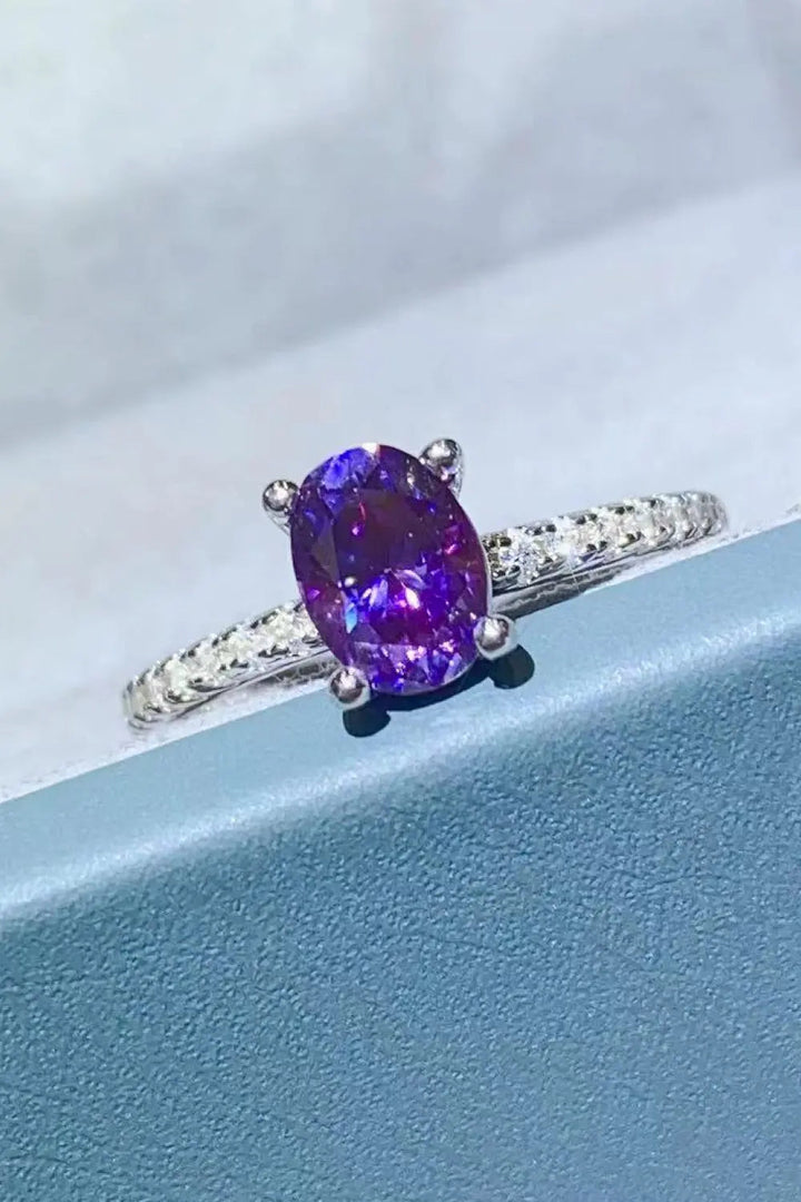 1 Carat Purple Moissanite 4-Prong Ring LOVCIA