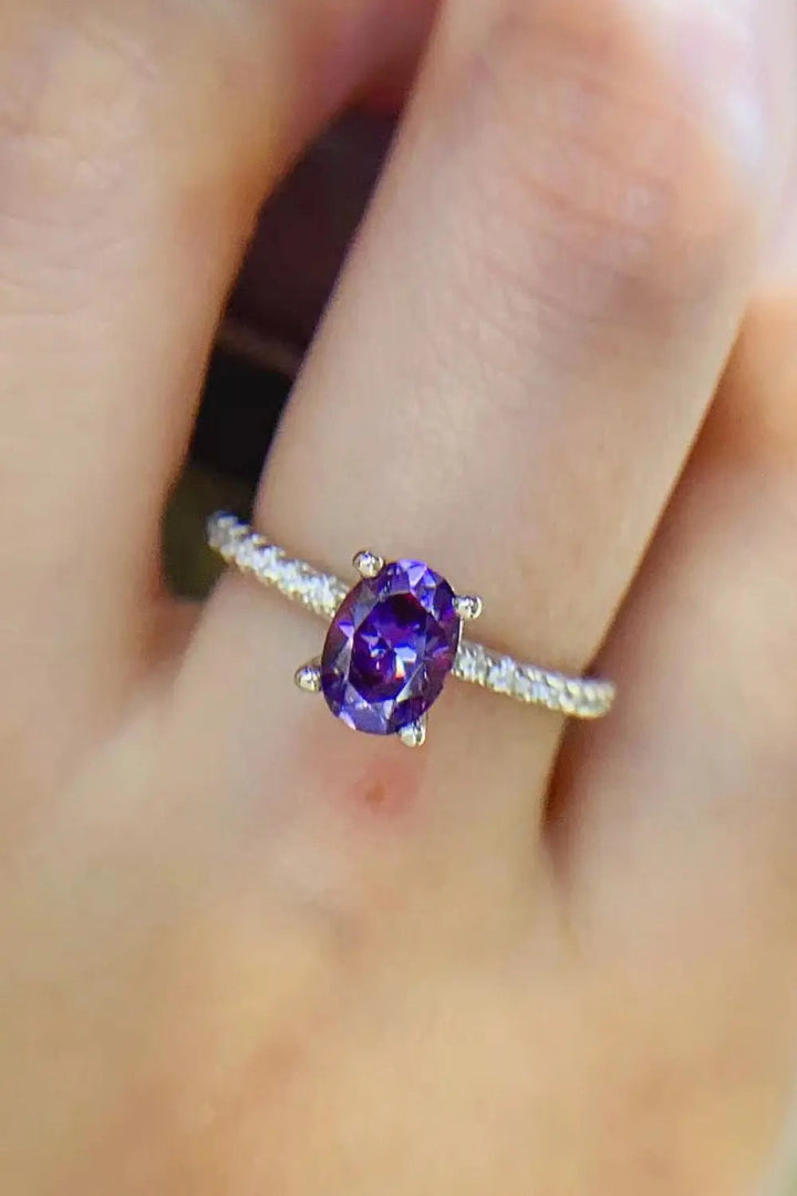 1 Carat Purple Moissanite 4-Prong Ring LOVCIA