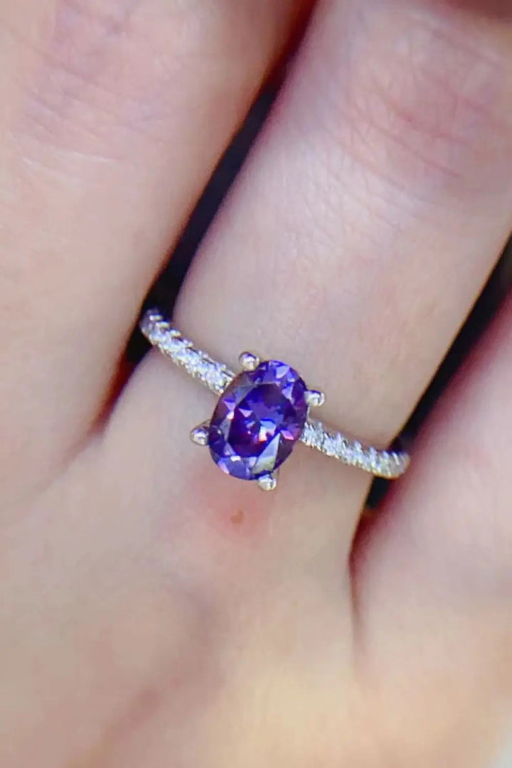 1 Carat Purple Moissanite 4-Prong Ring LOVCIA