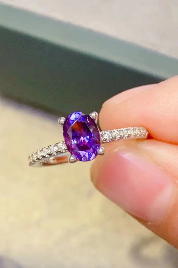 1 Carat Purple Moissanite 4-Prong Ring LOVCIA