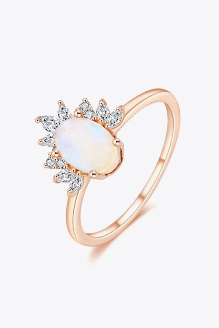 18K Rose Gold-Plated Natural Moonstone Ring LOVCIA