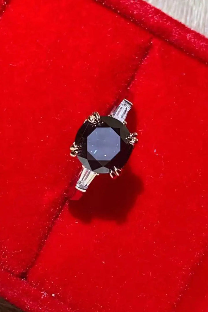 2 Carat Black Moissanite Platinum-Plated Ring LOVCIA