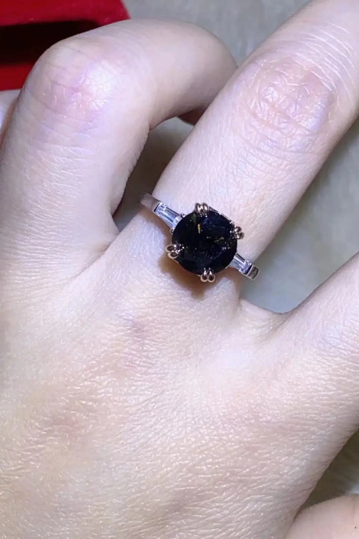 2 Carat Black Moissanite Platinum-Plated Ring LOVCIA