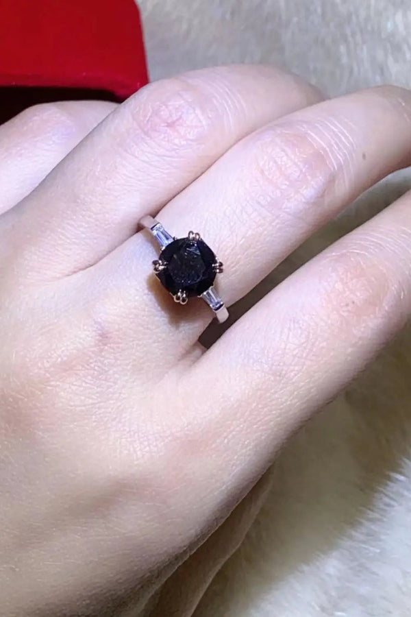 2 Carat Black Moissanite Platinum-Plated Ring LOVCIA