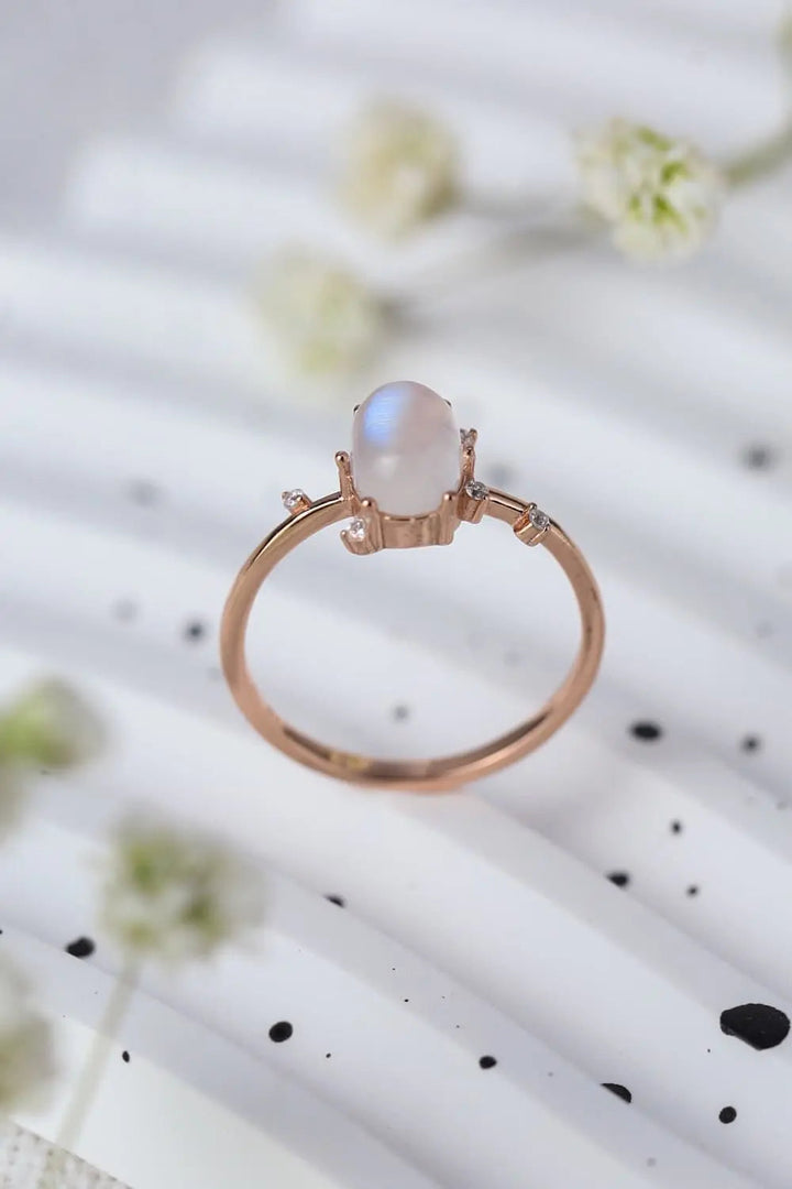 High Quality Natural Moonstone 925 Sterling Silver Ring LOVCIA