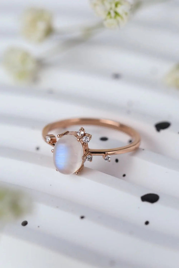 High Quality Natural Moonstone 925 Sterling Silver Ring LOVCIA