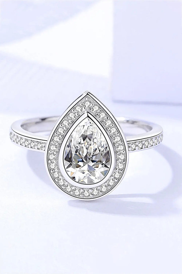 925 Sterling Silver Teardrop Moissanite Ring LOVCIA