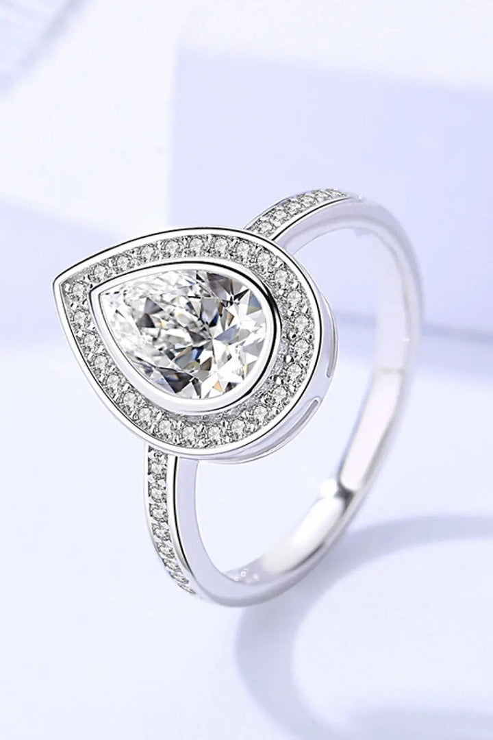 925 Sterling Silver Teardrop Moissanite Ring LOVCIA