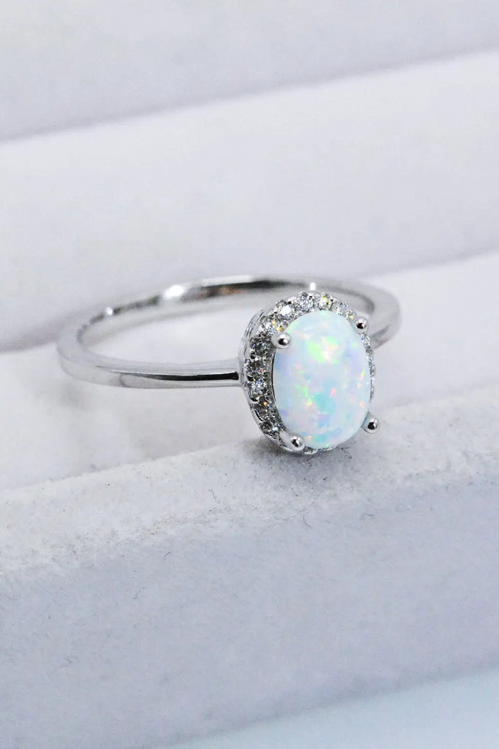 925 Sterling Silver 4-Prong Opal Ring LOVCIA