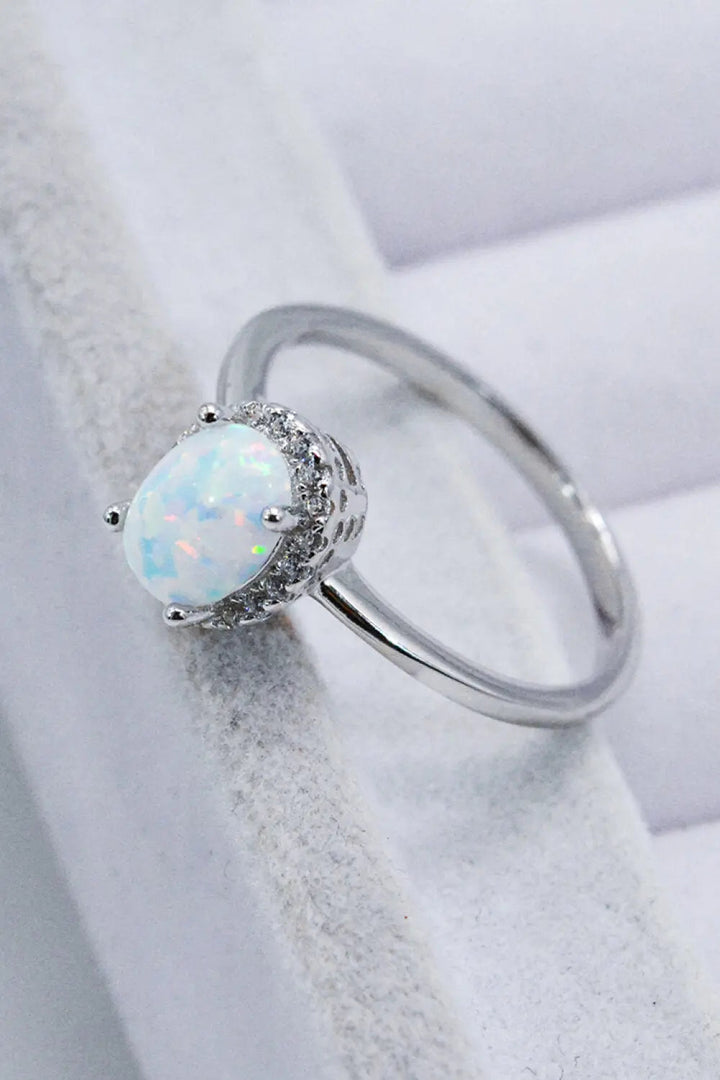 925 Sterling Silver 4-Prong Opal Ring LOVCIA