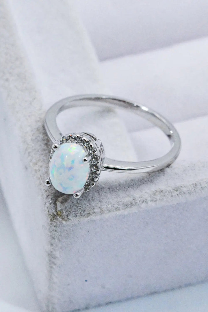 925 Sterling Silver 4-Prong Opal Ring LOVCIA