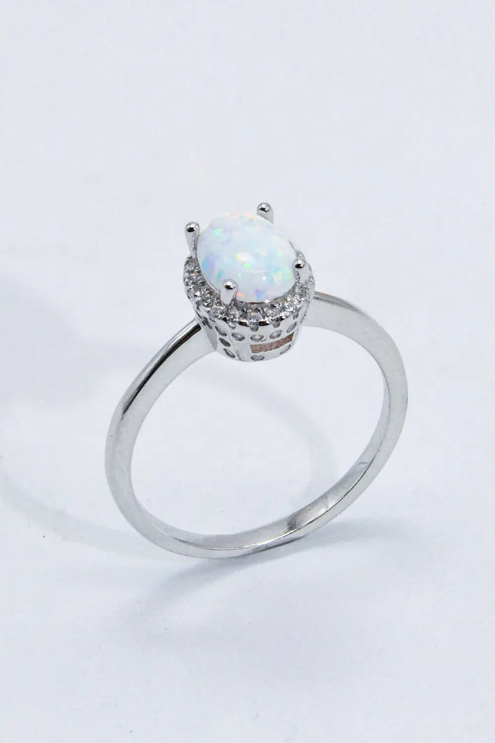 925 Sterling Silver 4-Prong Opal Ring LOVCIA