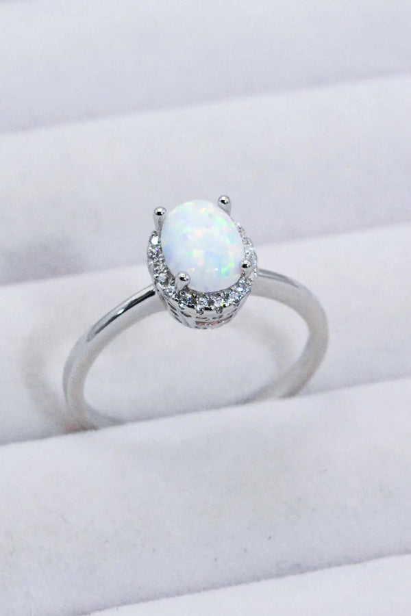 925 Sterling Silver 4-Prong Opal Ring LOVCIA