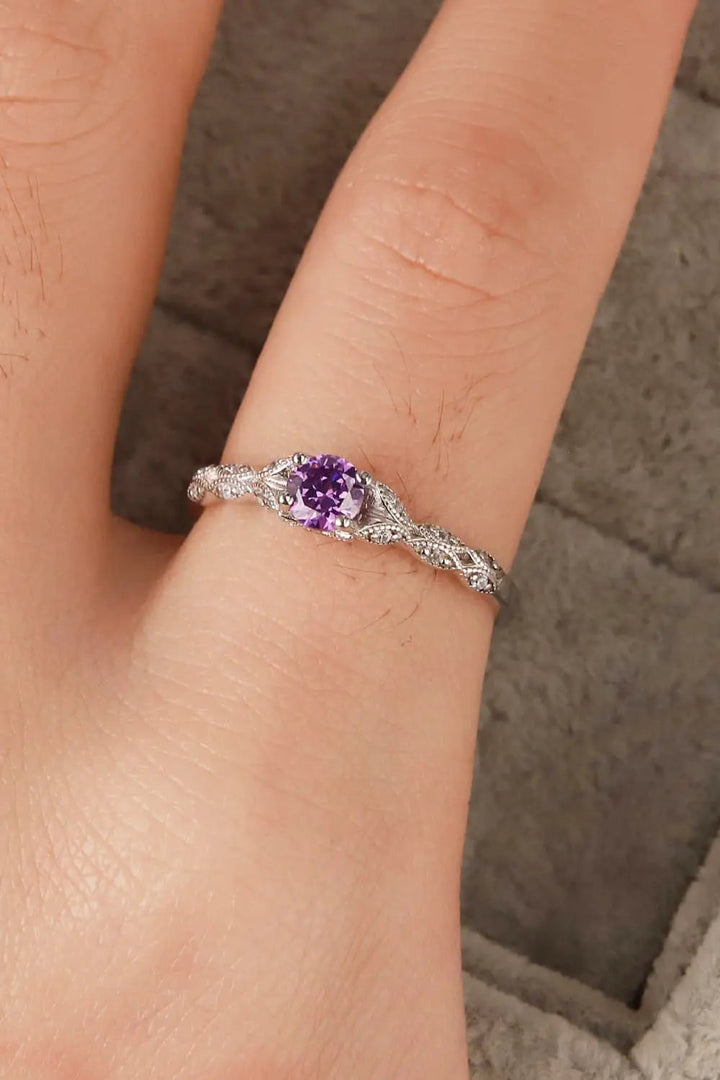 LOVCIA Inlaid Amethyst 4-Prong Ring