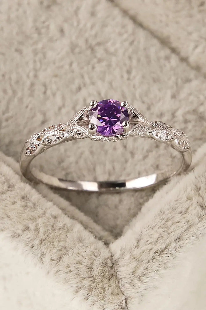 LOVCIA Inlaid Amethyst 4-Prong Ring