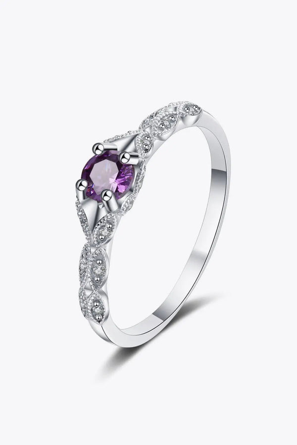 LOVCIA Inlaid Amethyst 4-Prong Ring