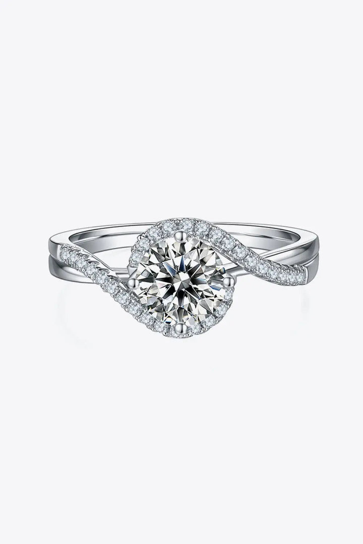 Adored 1 Carat Moissanite 925 Sterling Silver Crisscross Ring LOVCIA